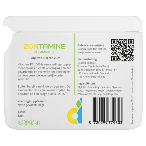 Zontamine Vitamine D 180st - Afbeelding 3
